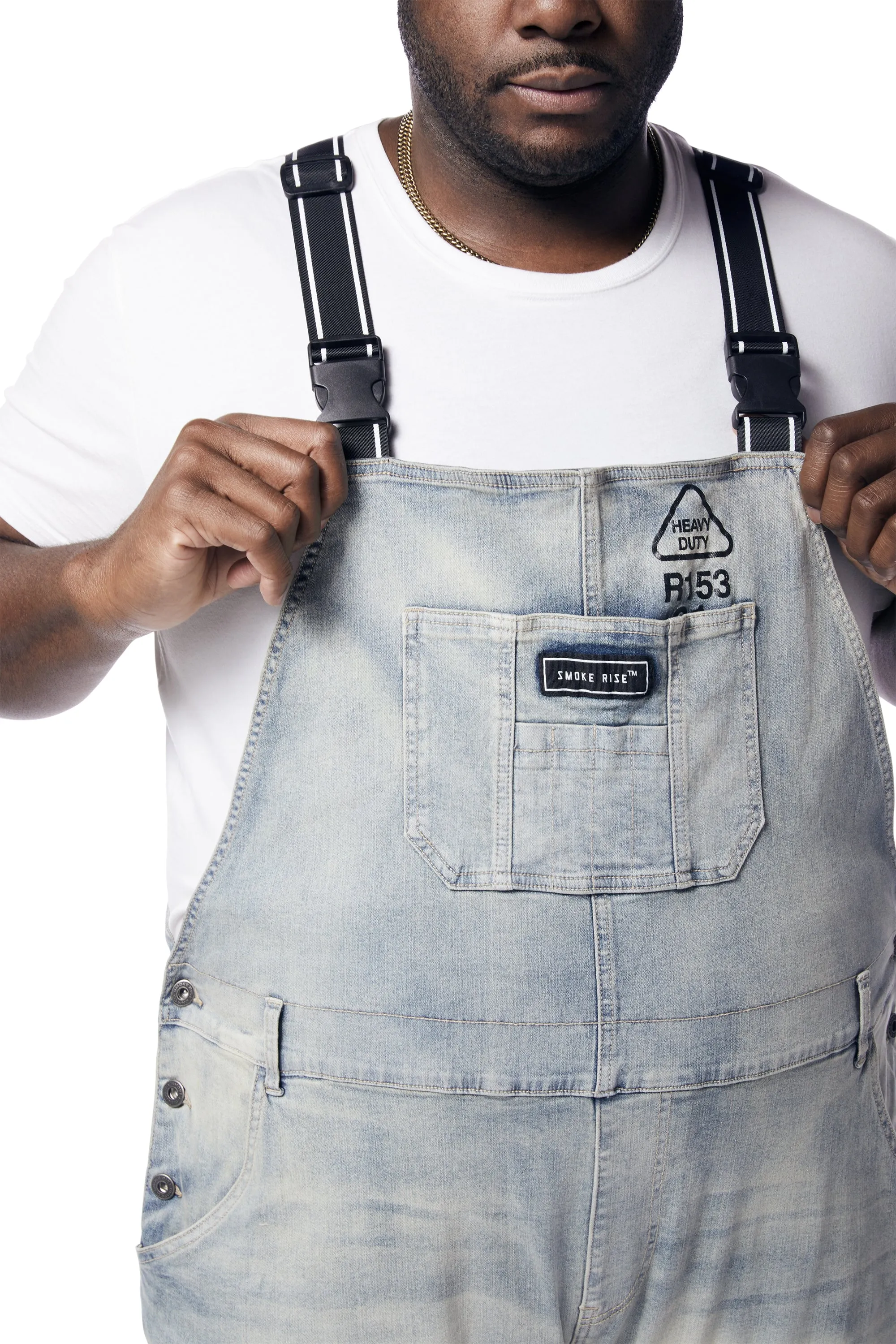 Big and Tall - Utility Heavy Washed Denim Overalls - Industrial Blue