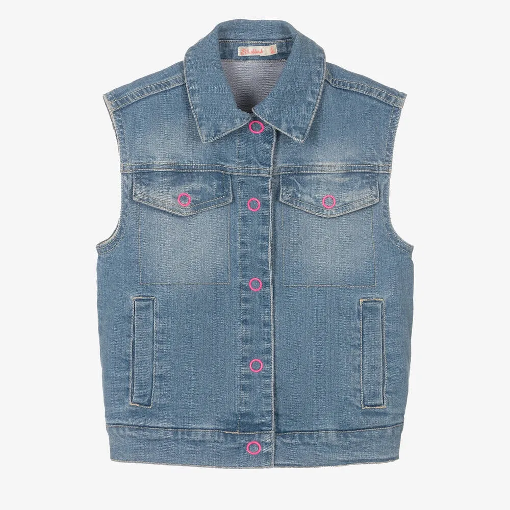 Billieblush Girls Blue Sleeveless Denim Jacket