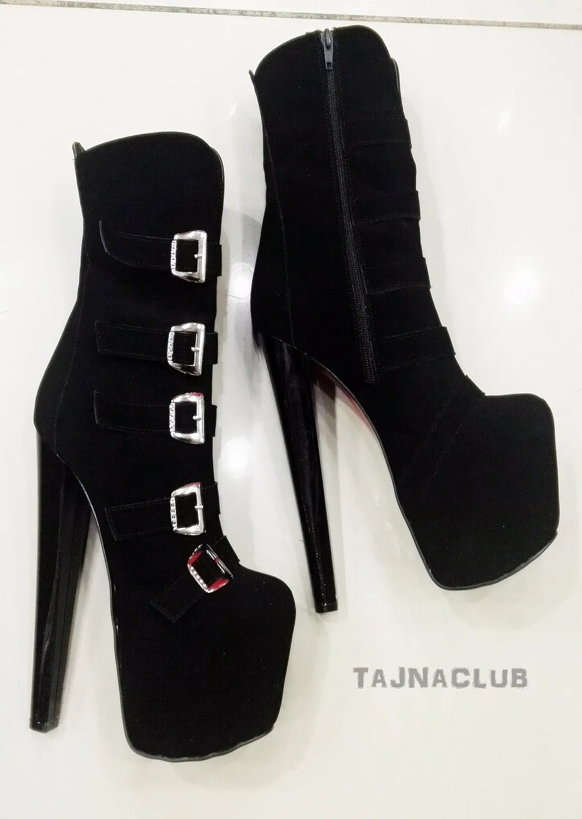 Black Belted Platform High Heel Boots