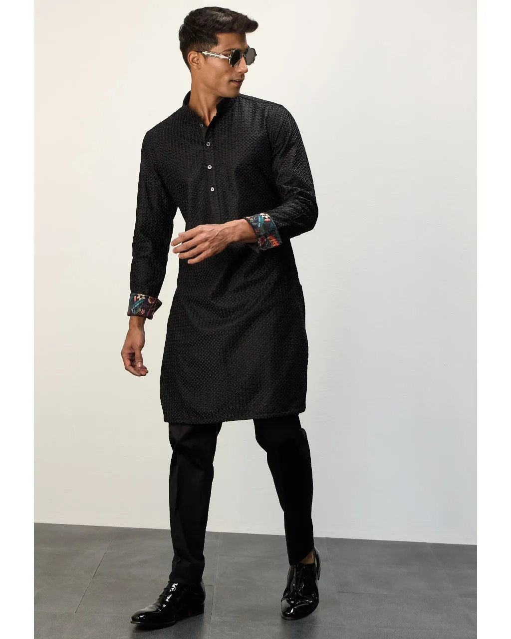 Black Inara Chanderi Kurta Set