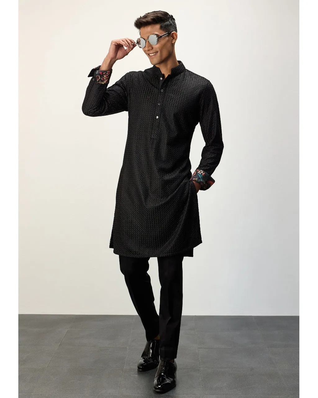 Black Inara Chanderi Kurta Set