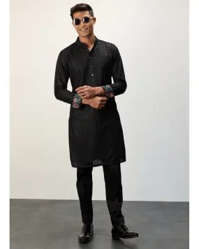 Black Inara Chanderi Kurta Set