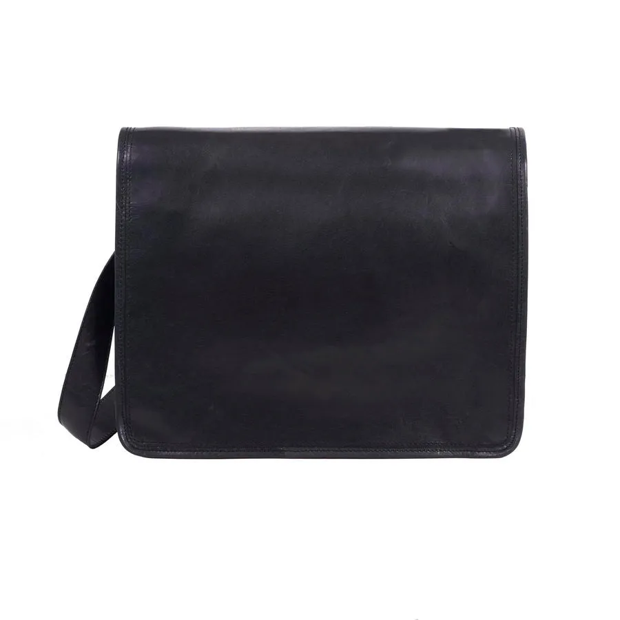 Black Leather Messenger Bag