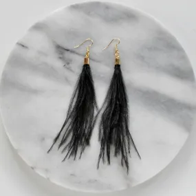 Black Ostrich Feather Earrings