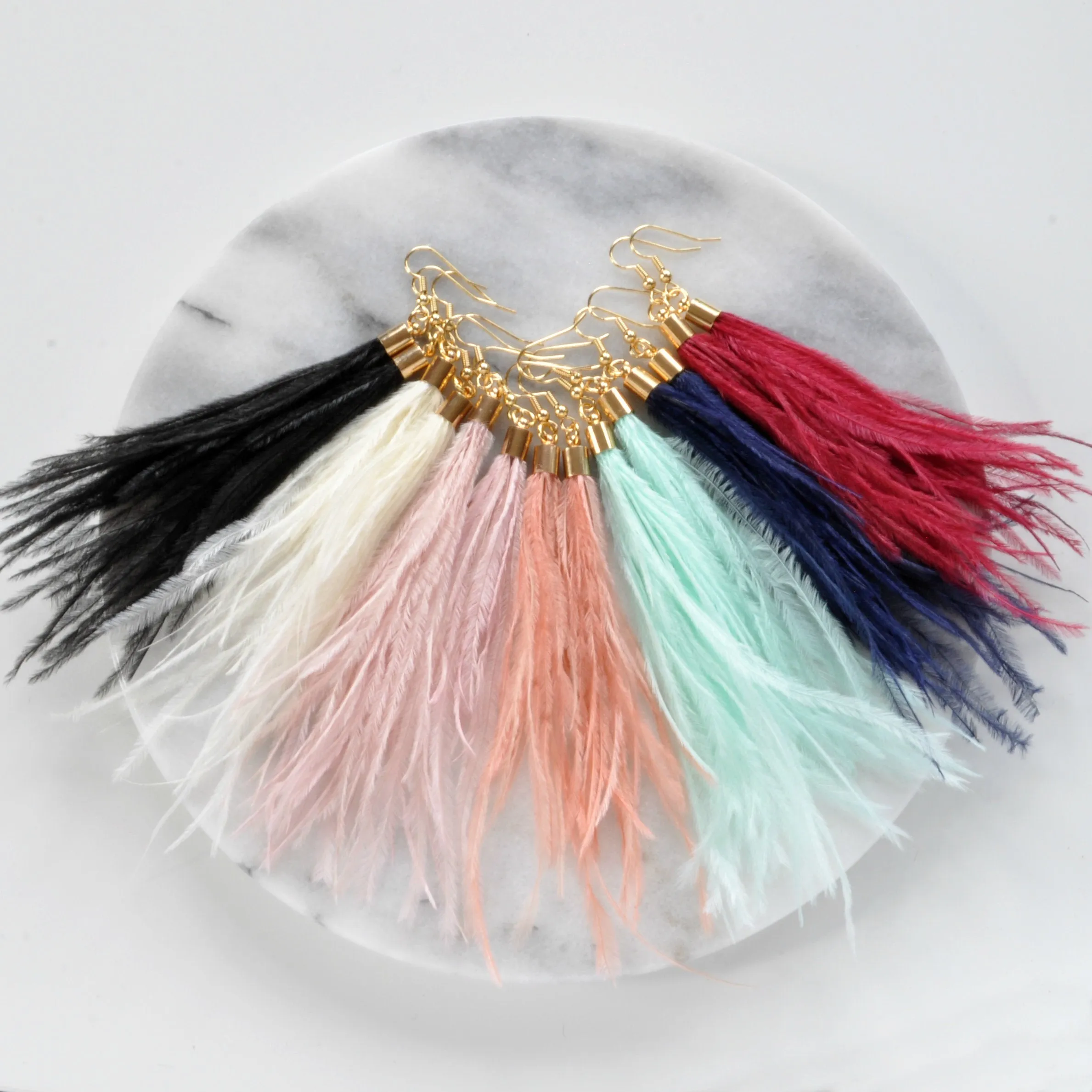 Black Ostrich Feather Earrings