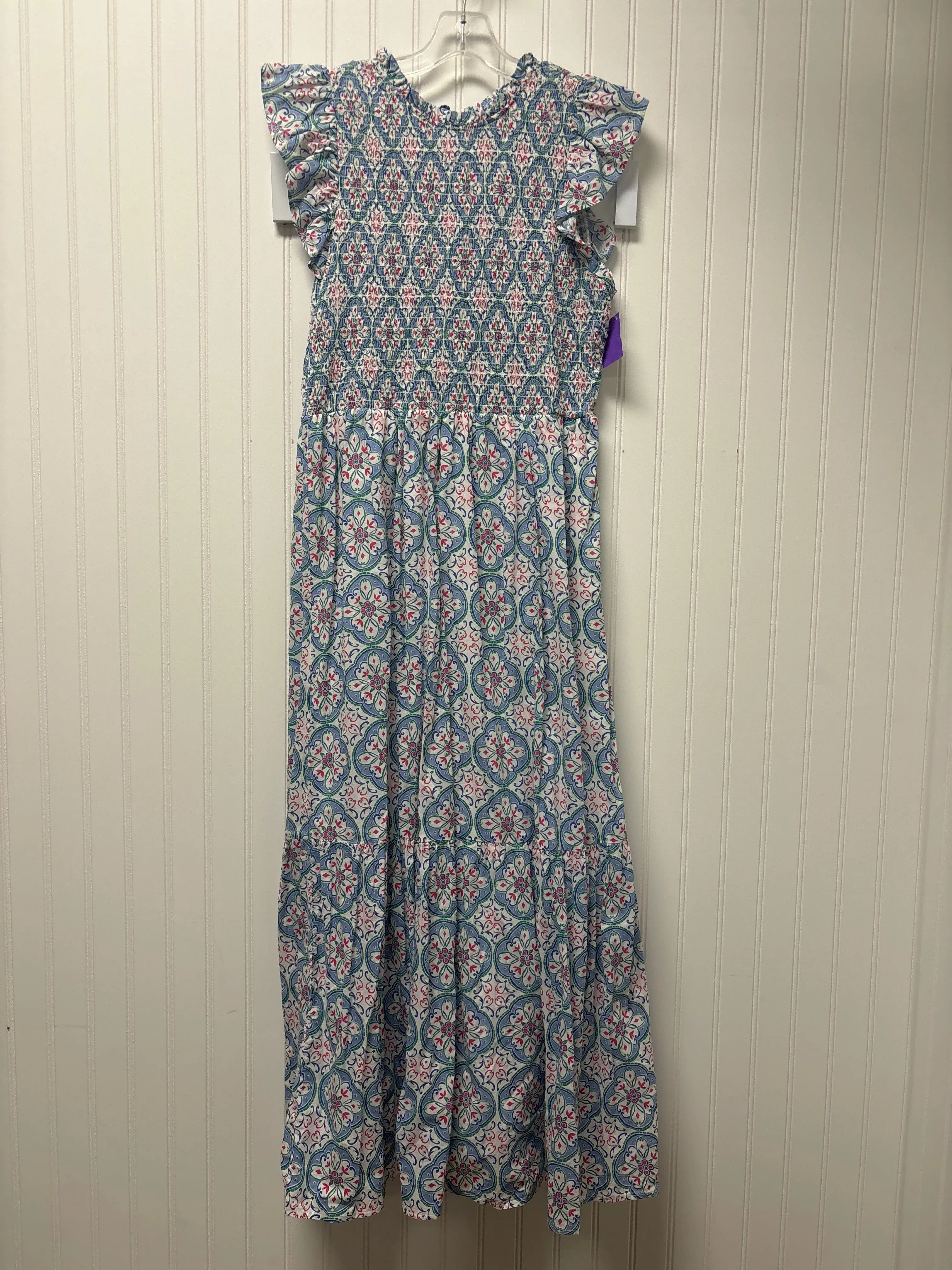 Blue & White Dress Casual Maxi Loft, Size M