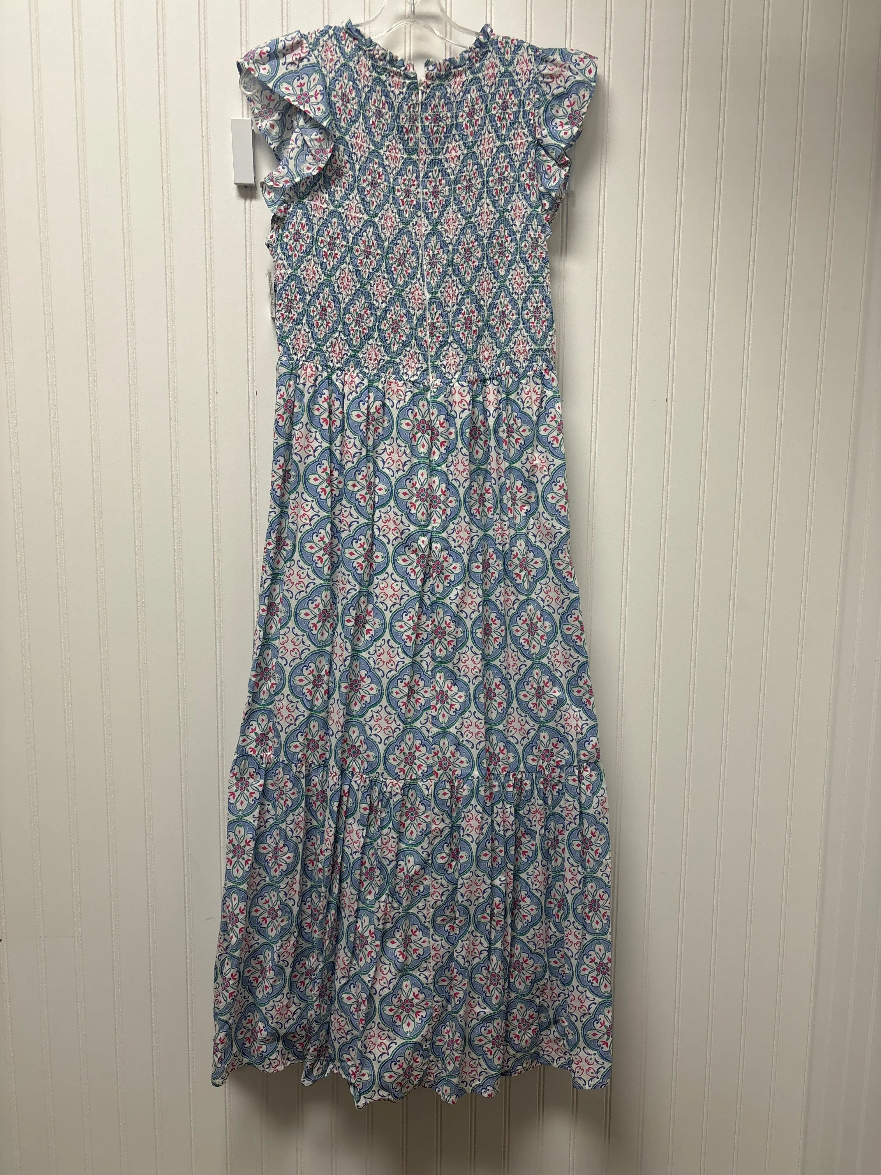 Blue & White Dress Casual Maxi Loft, Size M