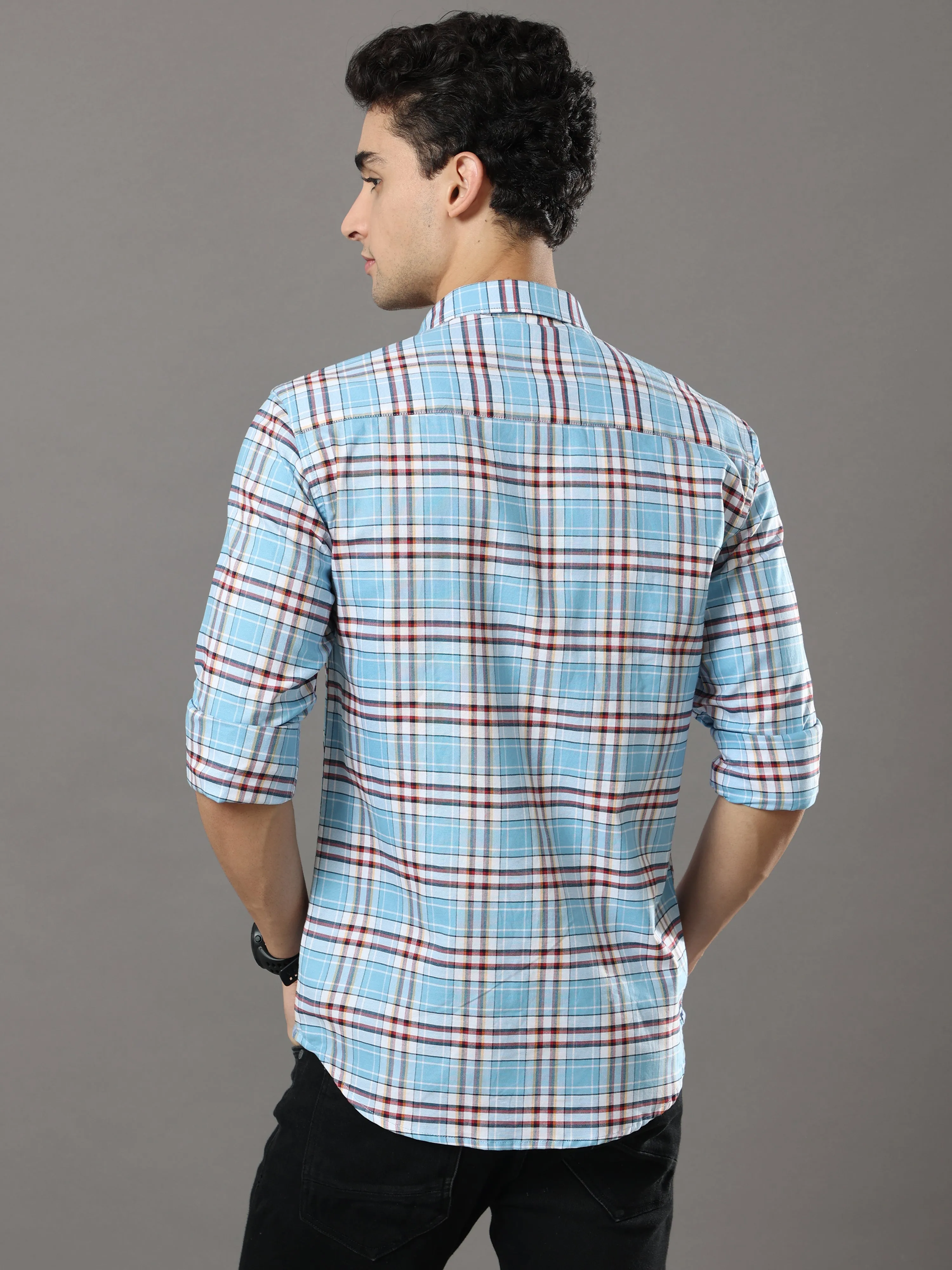 Blue And Red Checks Shirt