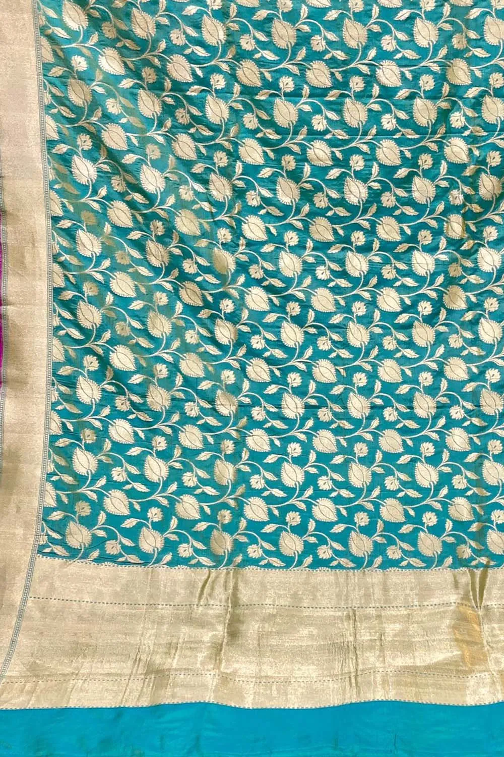 Blue Banarasi Handloom Pure Katan Silk Dupatta