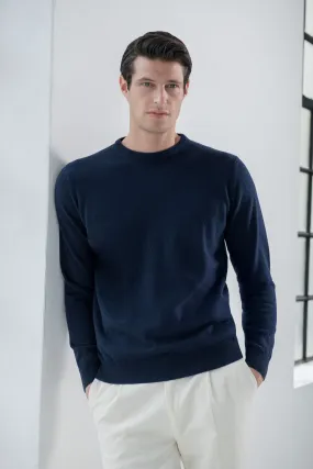 Blue cashmere round neck – Made in italy