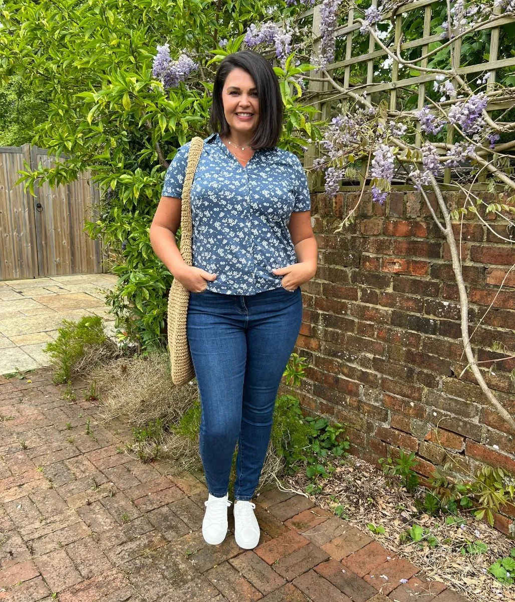 Blue Flower Jersey Shirt