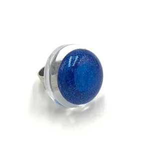 Blue Glitter Cocktail Ring