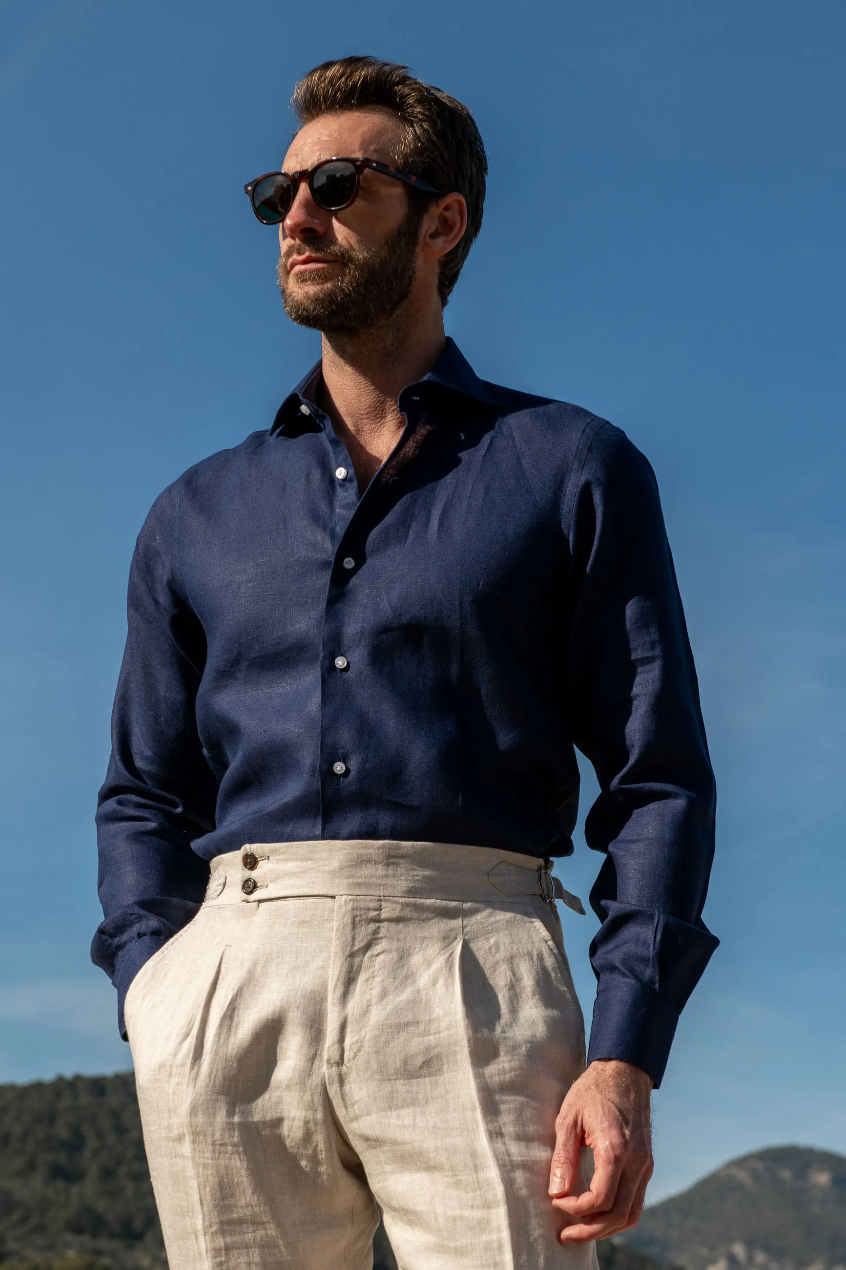 Blue linen shirt - Made in Italy