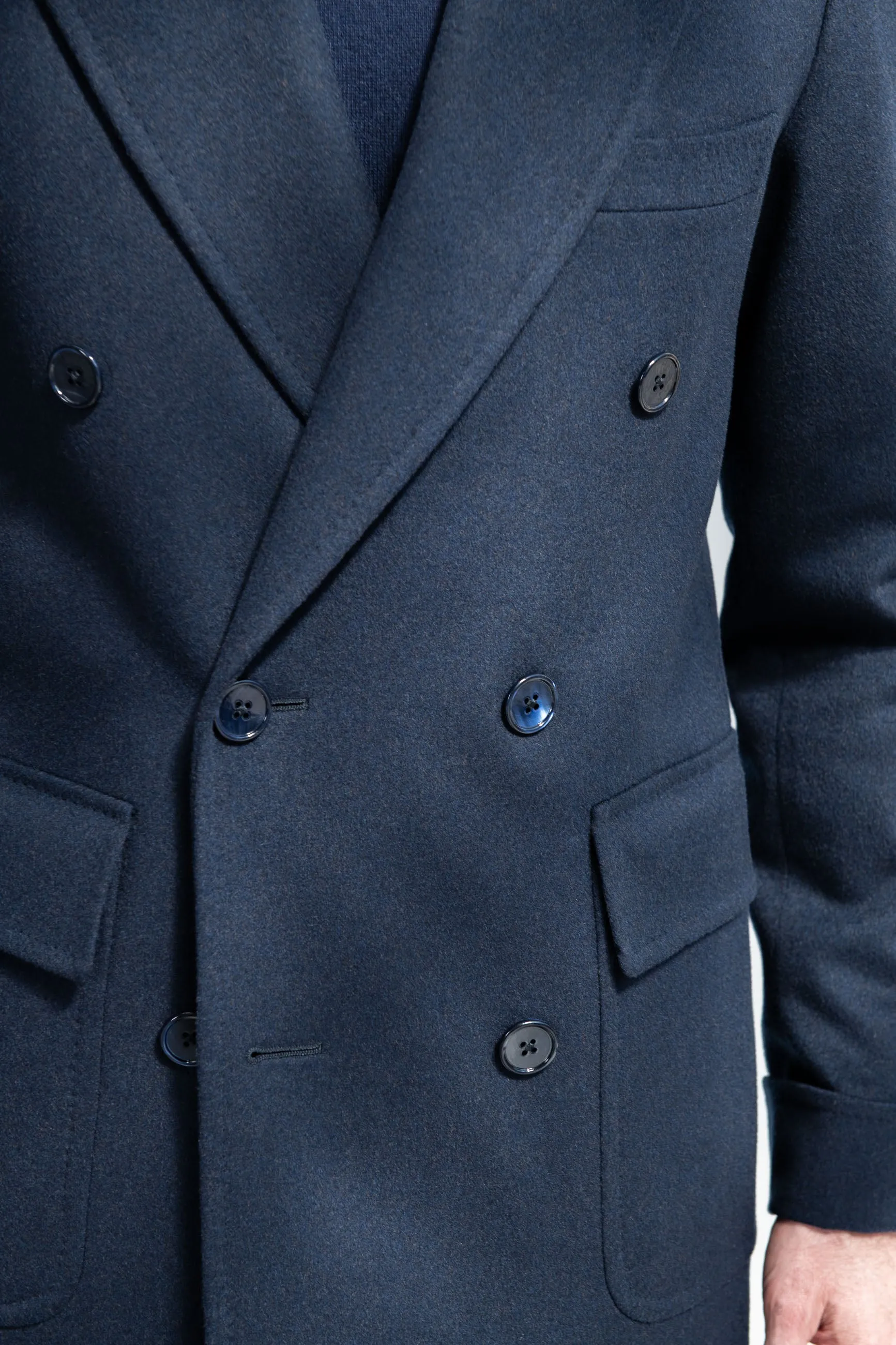 Blue Polo Coat in Loro Piana wool – Made in Italy