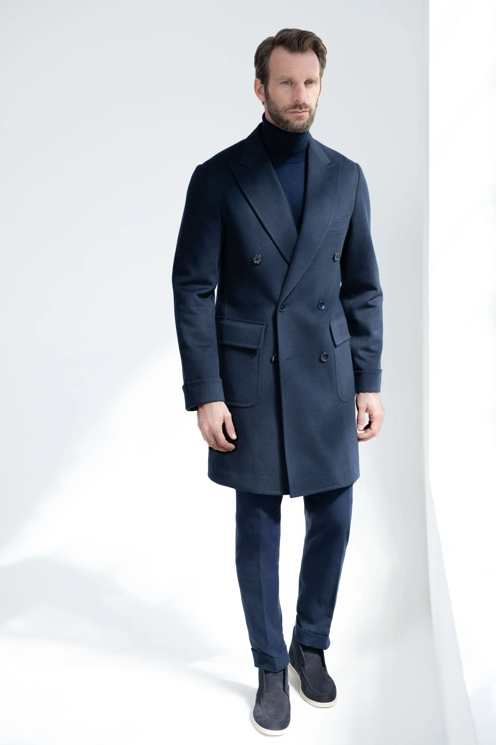 Blue Polo Coat in Loro Piana wool – Made in Italy