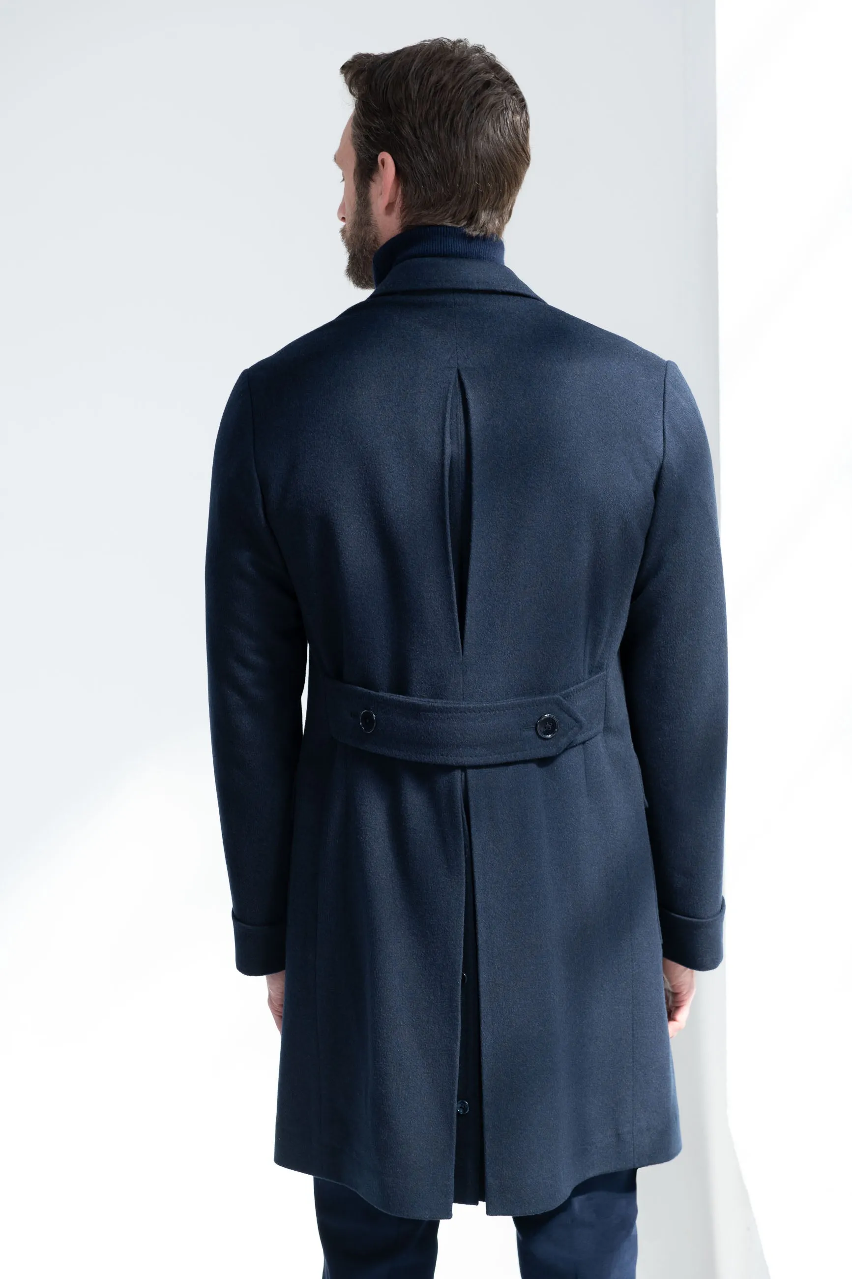 Blue Polo Coat in Loro Piana wool – Made in Italy