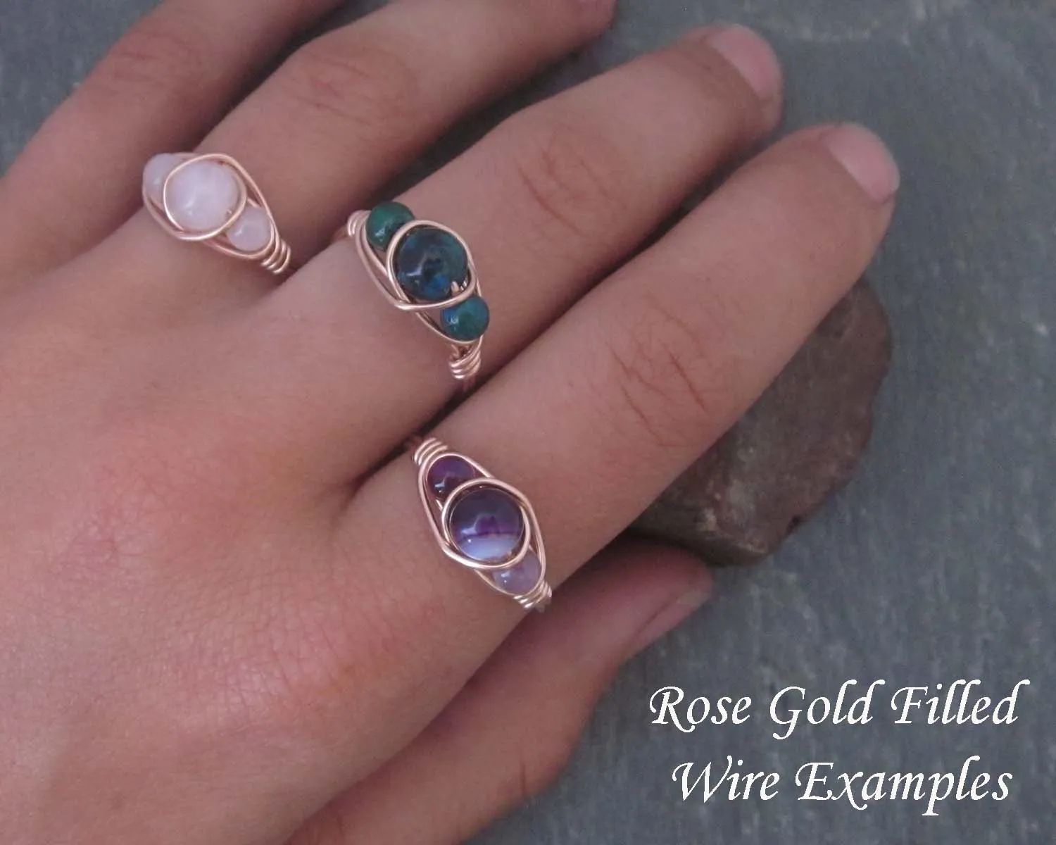 Blue Quartz Wire Wrapped Ring 1pc (Custom Sizes)