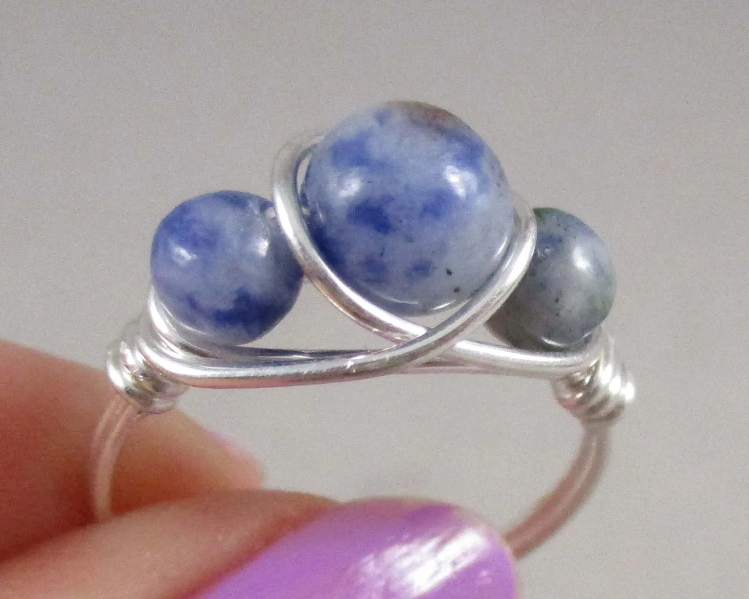 Blue Quartz Wire Wrapped Ring 1pc (Custom Sizes)