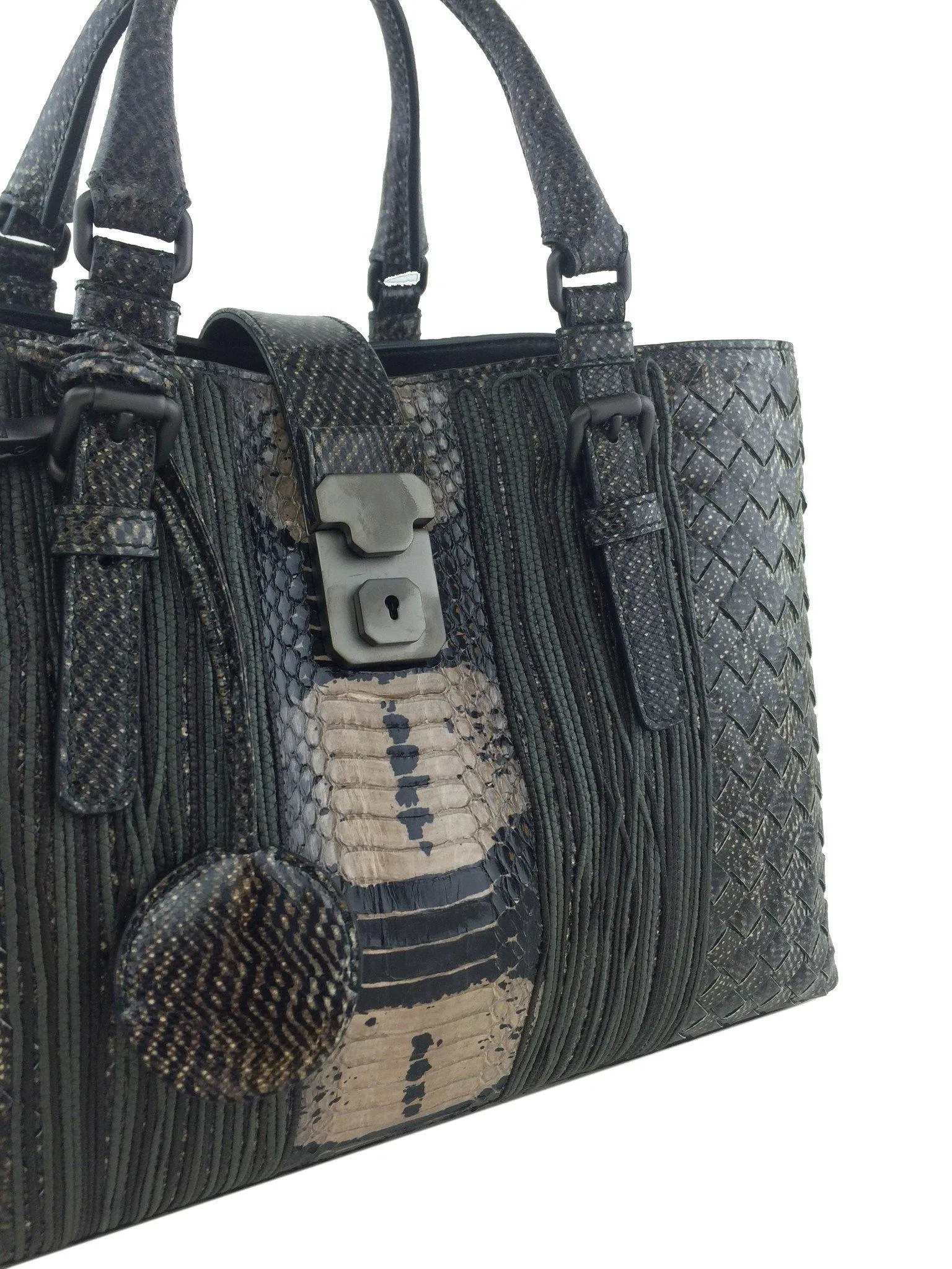 Bottega Veneta Intrecciato Snakeskin Small Roma Bag NEW