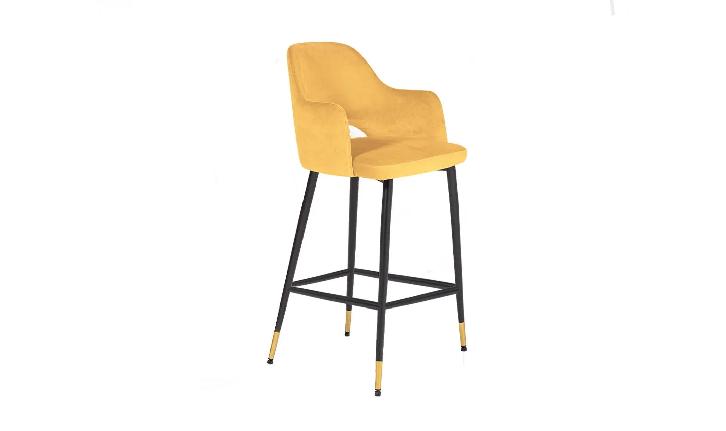 Britten Velvet  Bar Stool Mustard