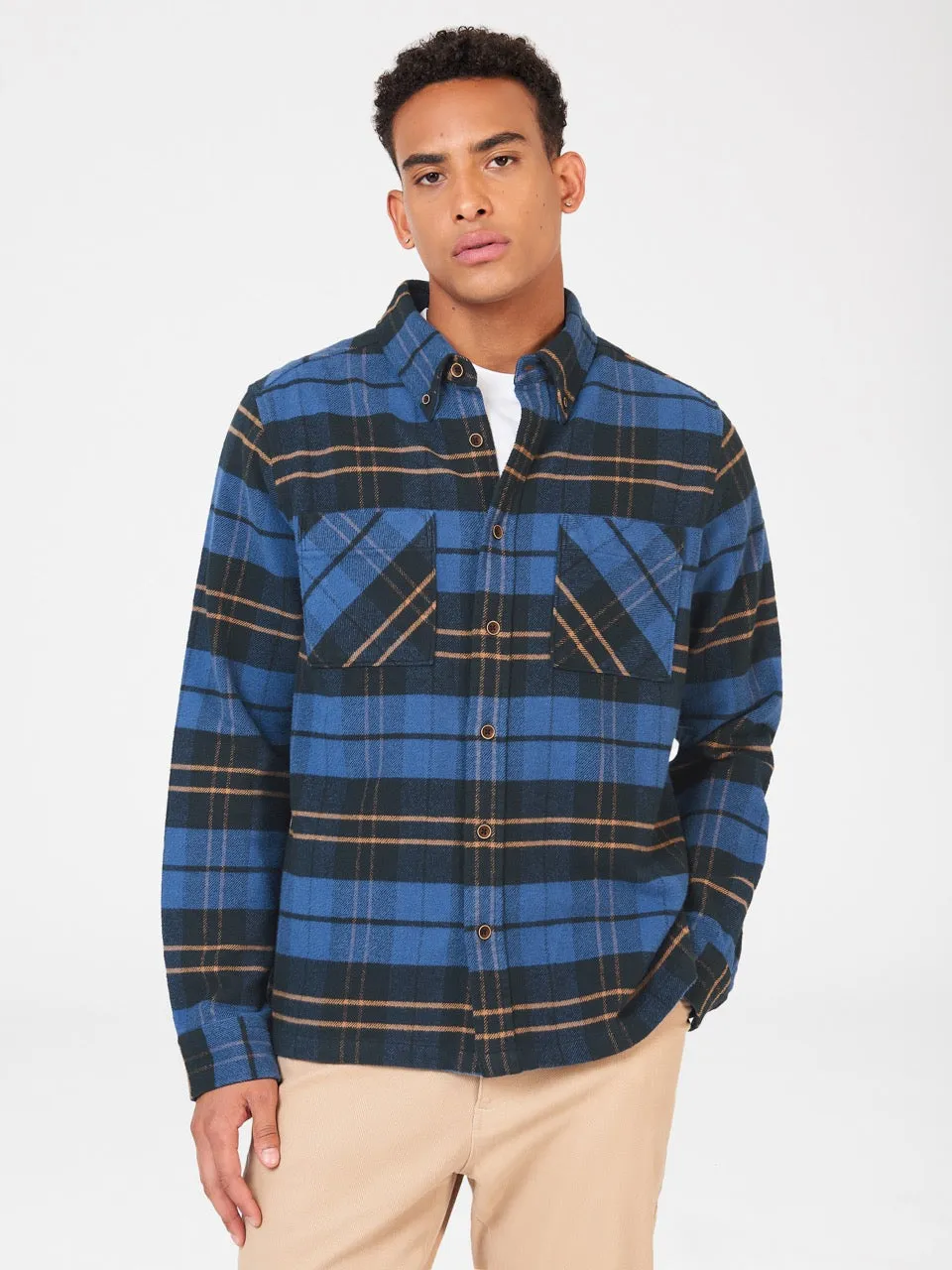 Brushed Ivy Check Overshirt - Riviera Blue