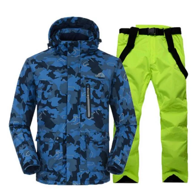 Camouflage Blue Ski Suit For Men