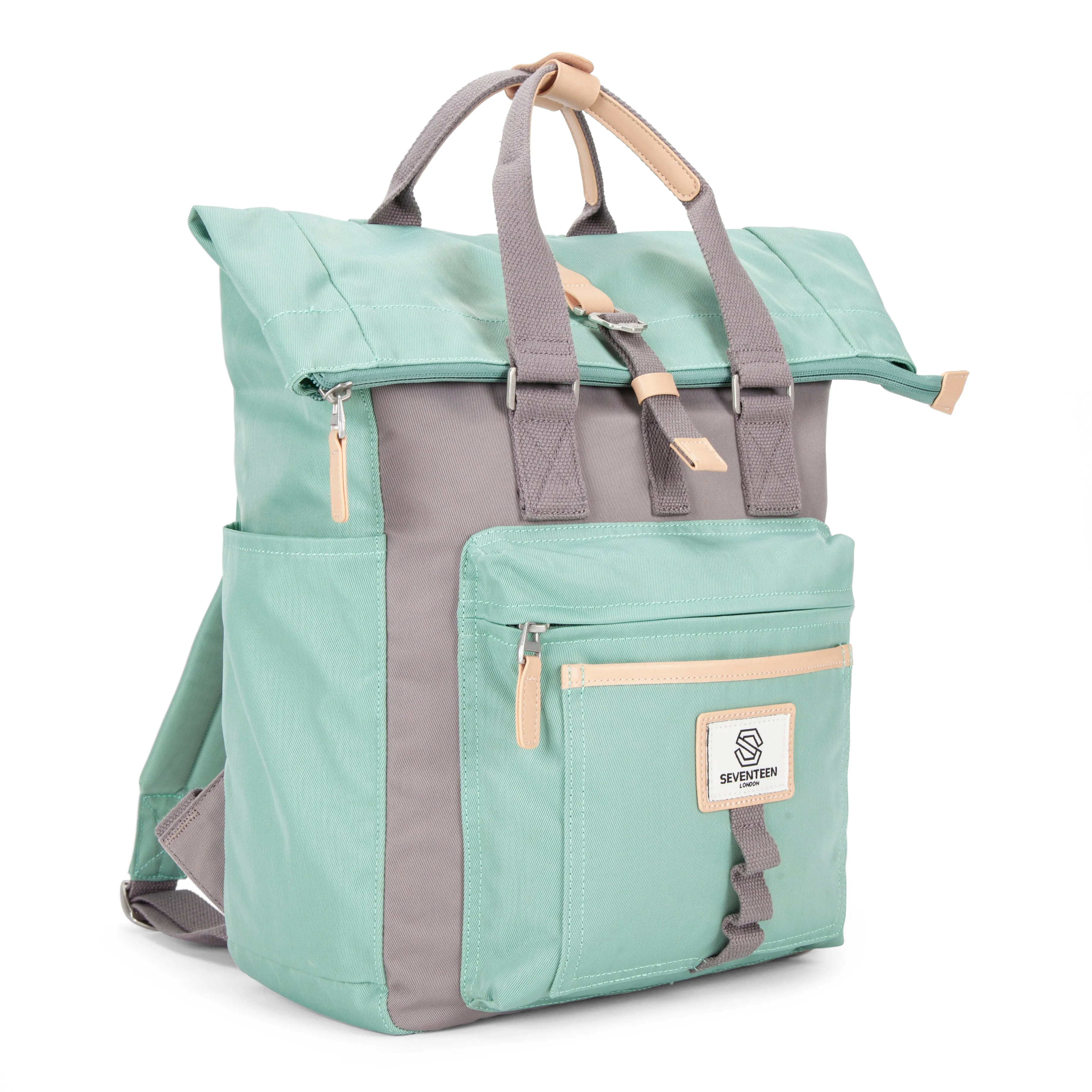 Canary Wharf Backpack - Pastel Green with Grey