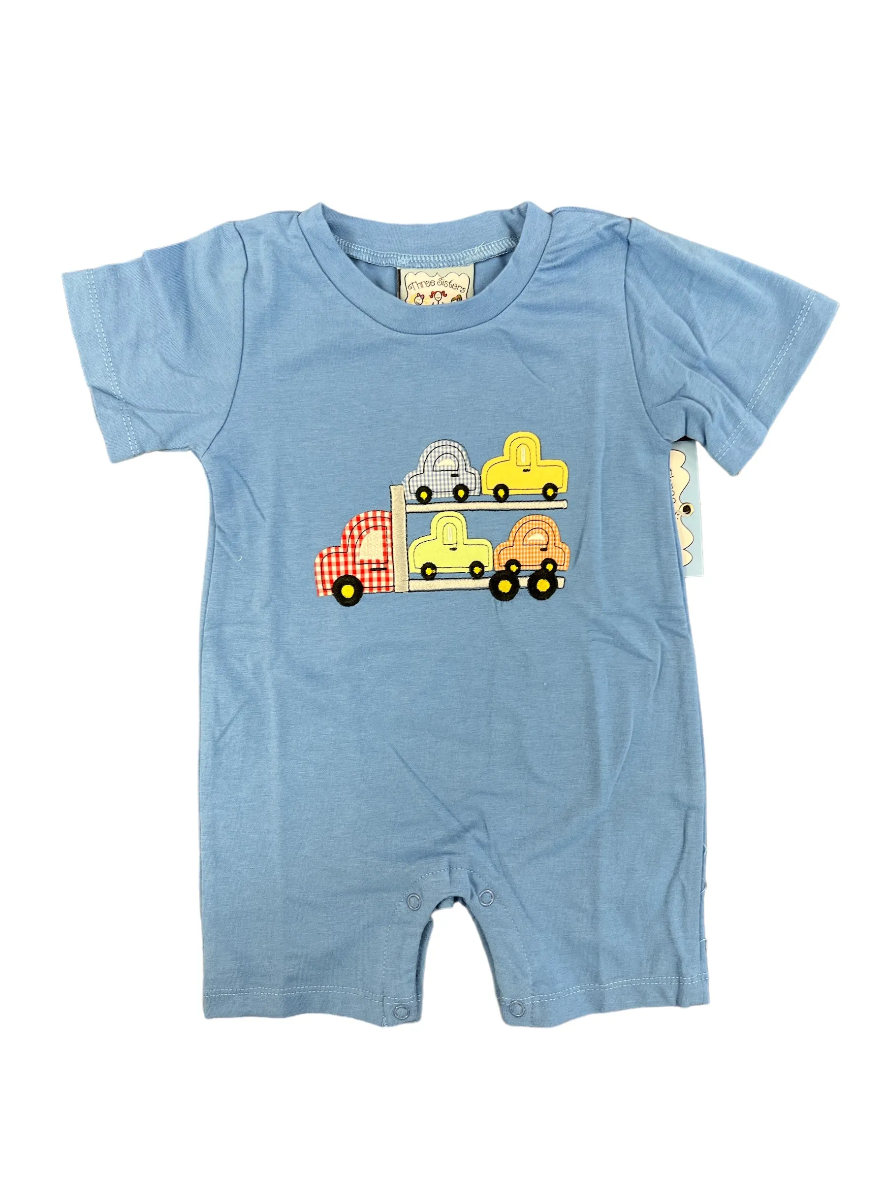 Car Hauler Boys Applique Romper