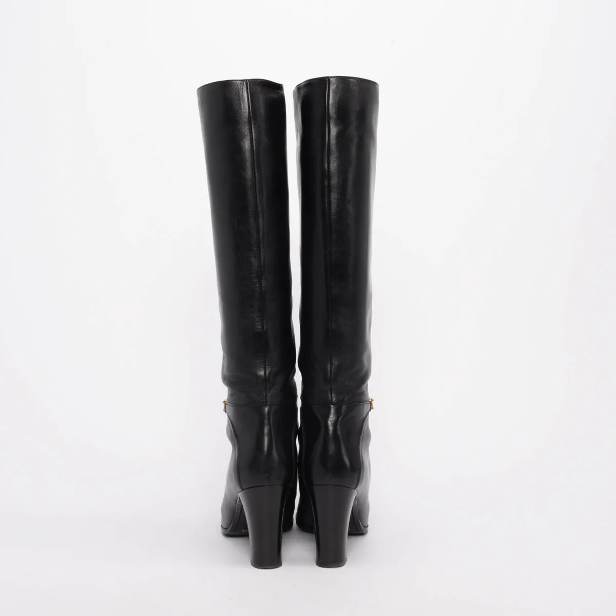 Celine Black Calfskin Claude Knee High Boots 39