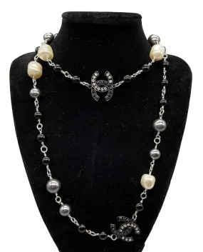 Chanel - 2014 B14S CC Logo Strass Faux Pearl Beaded Layered Necklace