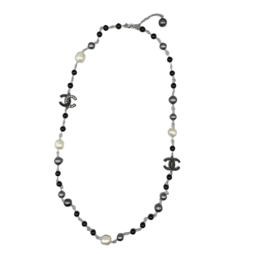 Chanel - 2014 B14S CC Logo Strass Faux Pearl Beaded Layered Necklace