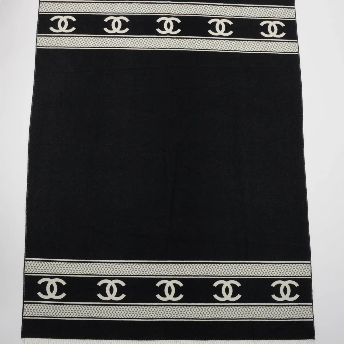 Chanel Black & White Cashmere CC Reversible Blanket