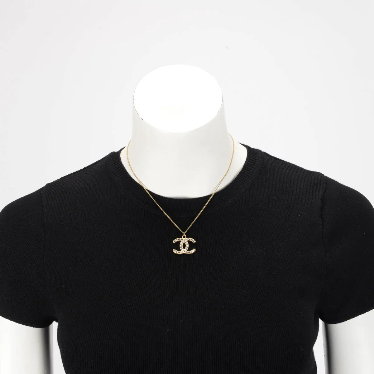 Chanel Gold Baguette Crystal CC Necklace