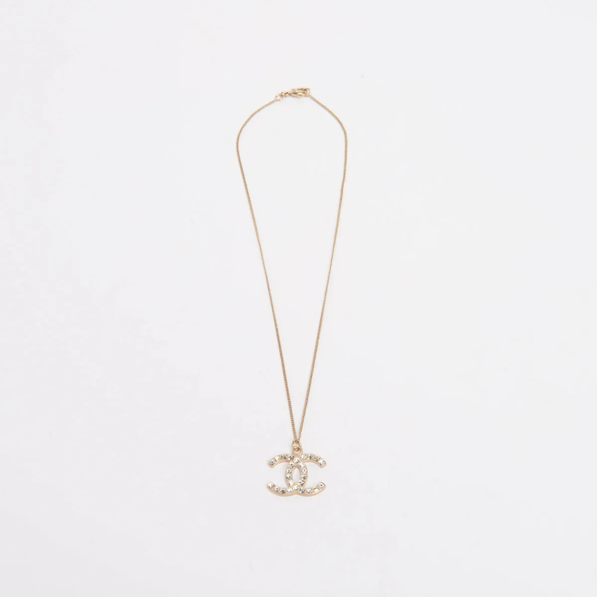 Chanel Gold Baguette Crystal CC Necklace