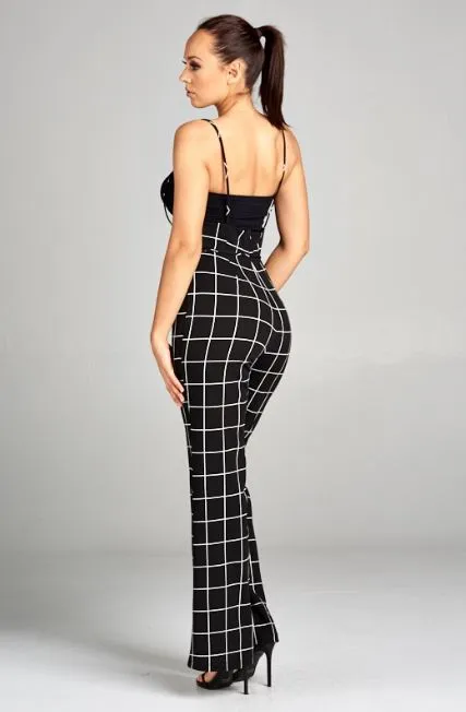 Checkered Pattern Spaghetti Strap Jumpsuit