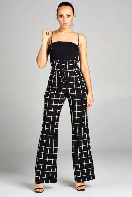 Checkered Pattern Spaghetti Strap Jumpsuit