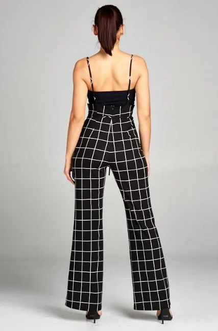 Checkered Pattern Spaghetti Strap Jumpsuit