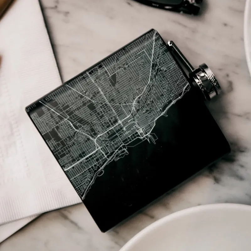 Chicago Map Hip Flask