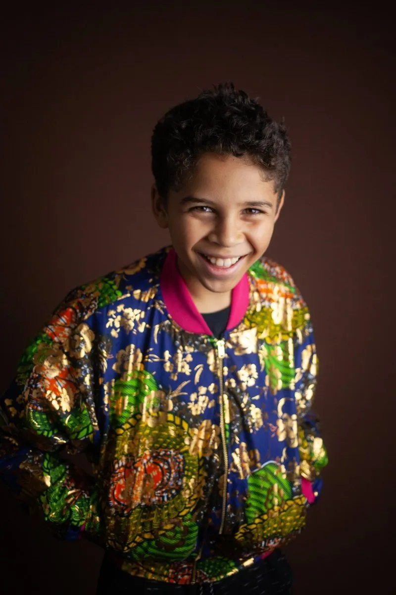 Children's African Jacket In Metallic Blue Gold