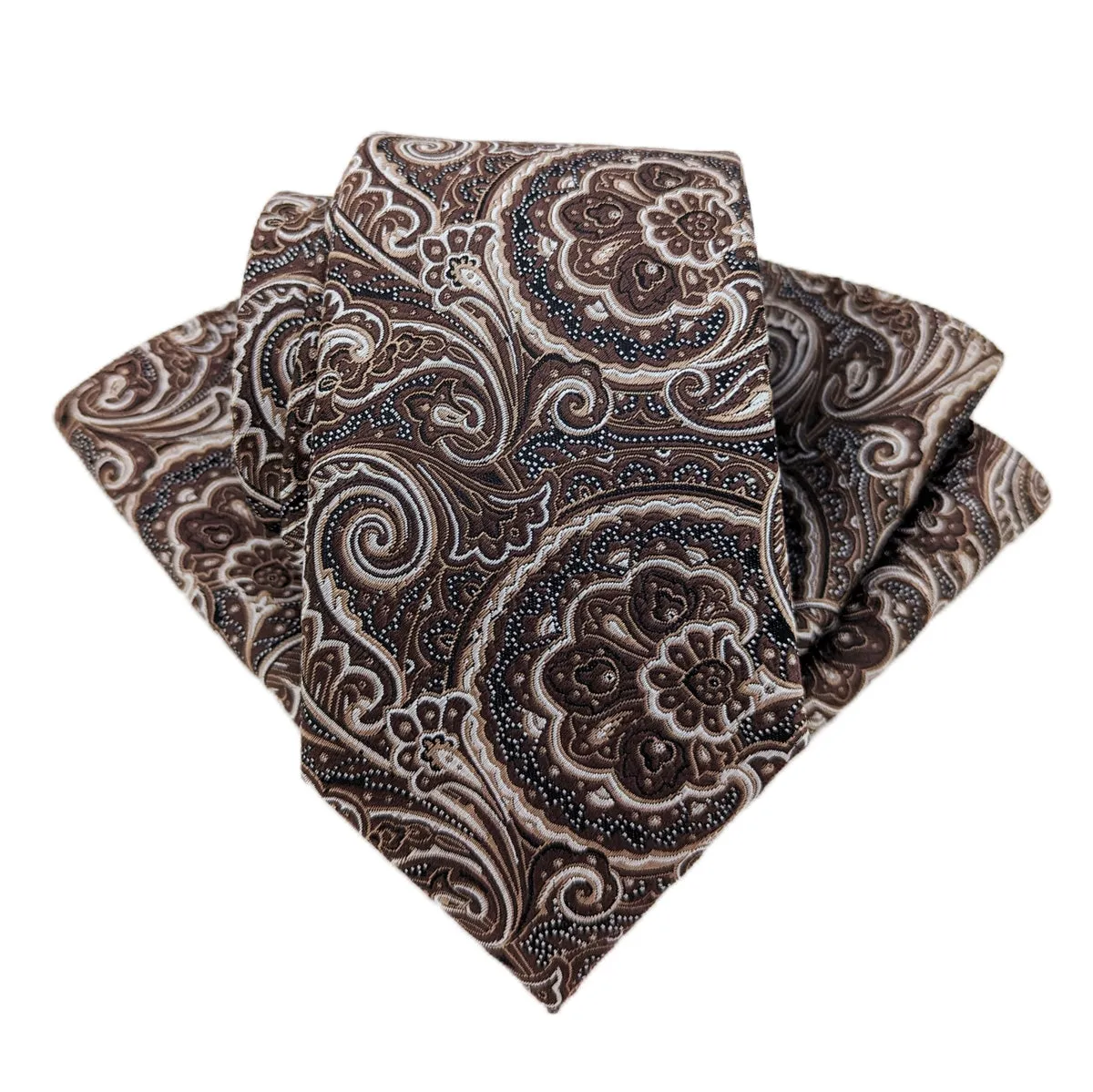 Chocolate Paisley Silk Wedding Tie