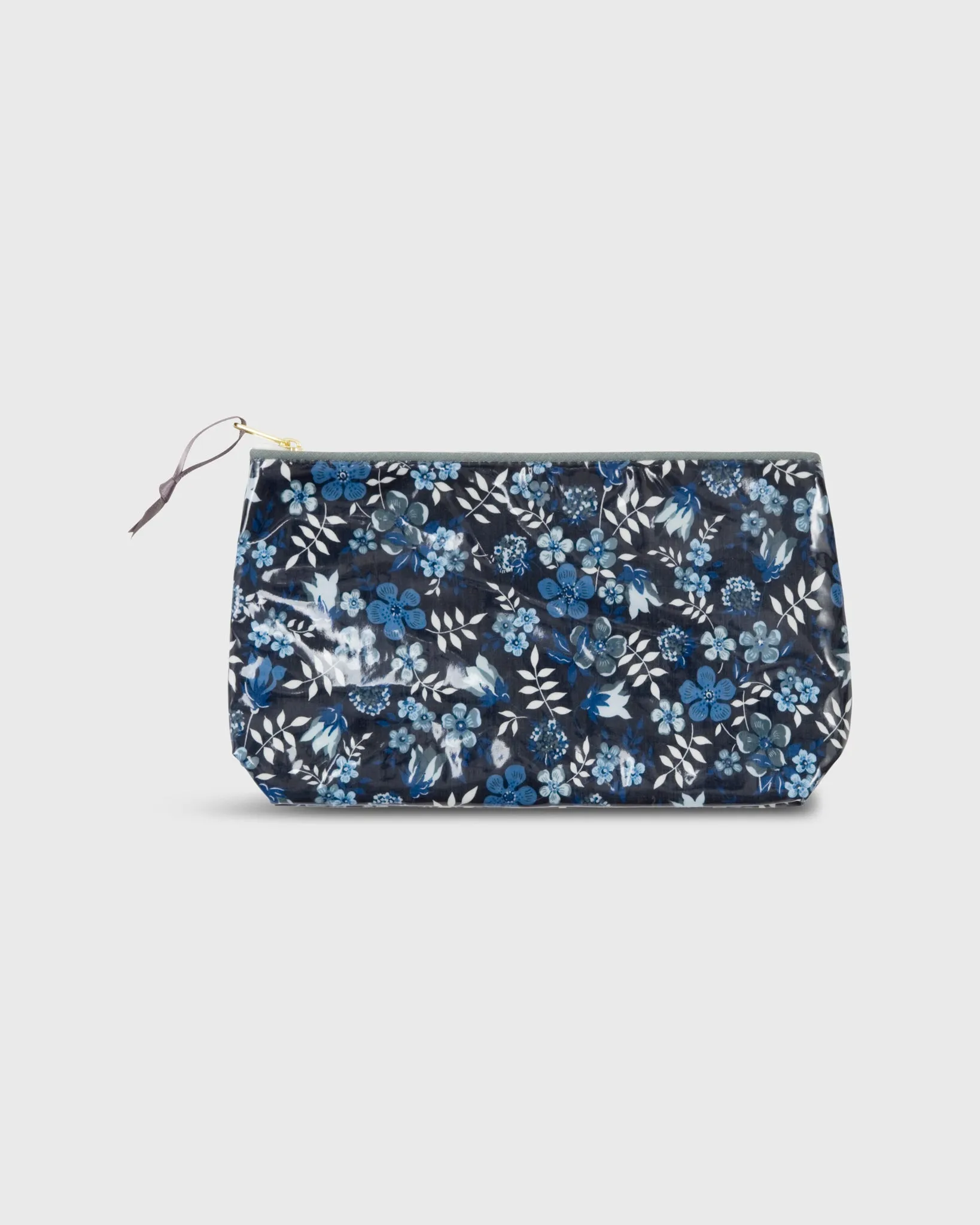 Coated Small Cosmetic Bag in Blue Edenham Liberty Fabric