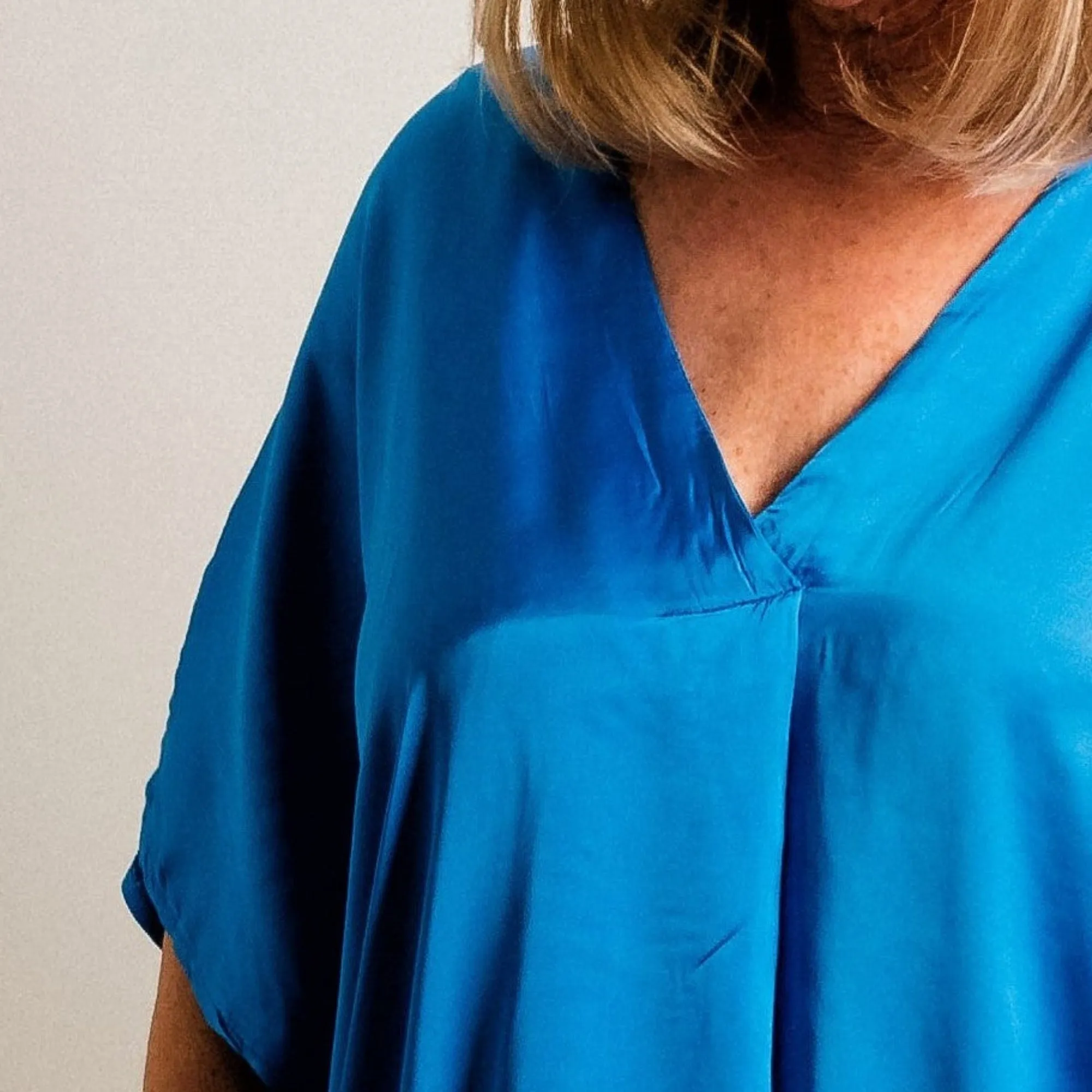 Cobalt Blue Silky Soft Midi Length Kaftan Day and Beach Dress.