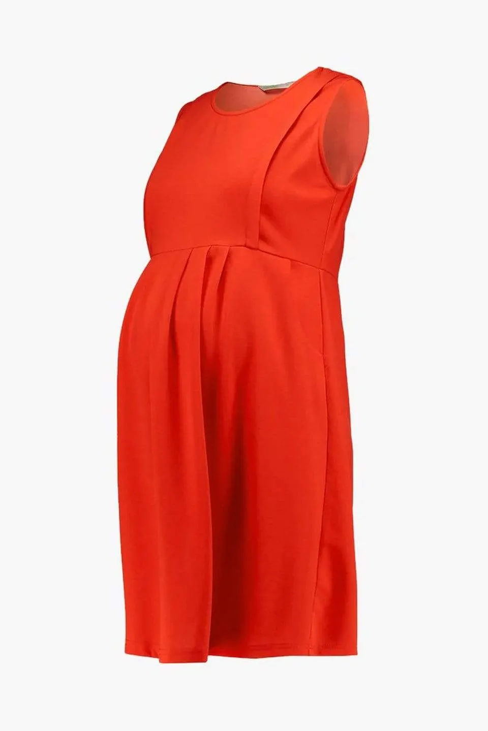 Colleen Pleat Crimson Red Sleeveless Nursing Dress