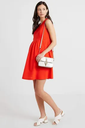 Colleen Pleat Crimson Red Sleeveless Nursing Dress