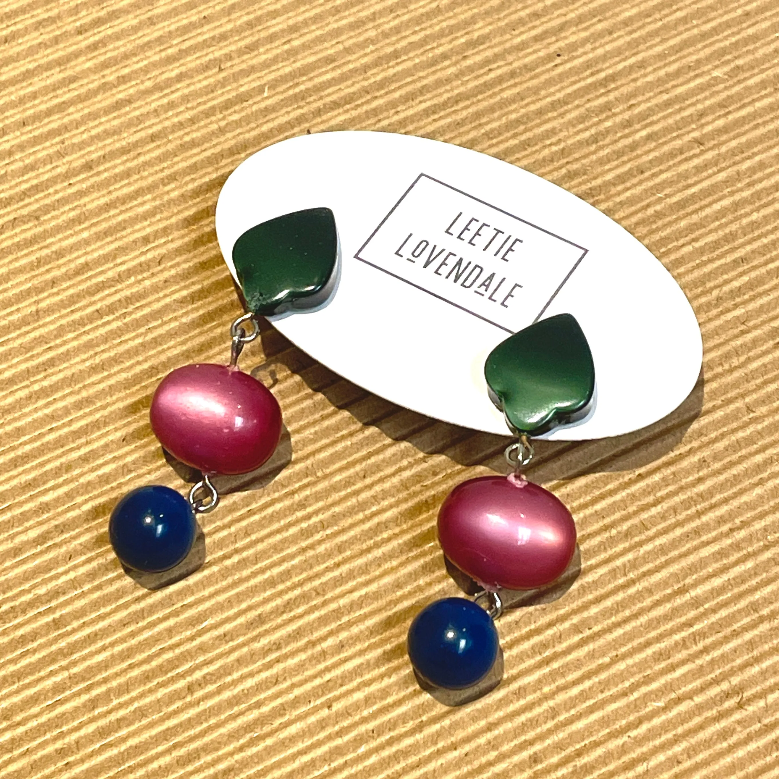 Cranberry Gem Moonglow Statement Earrings