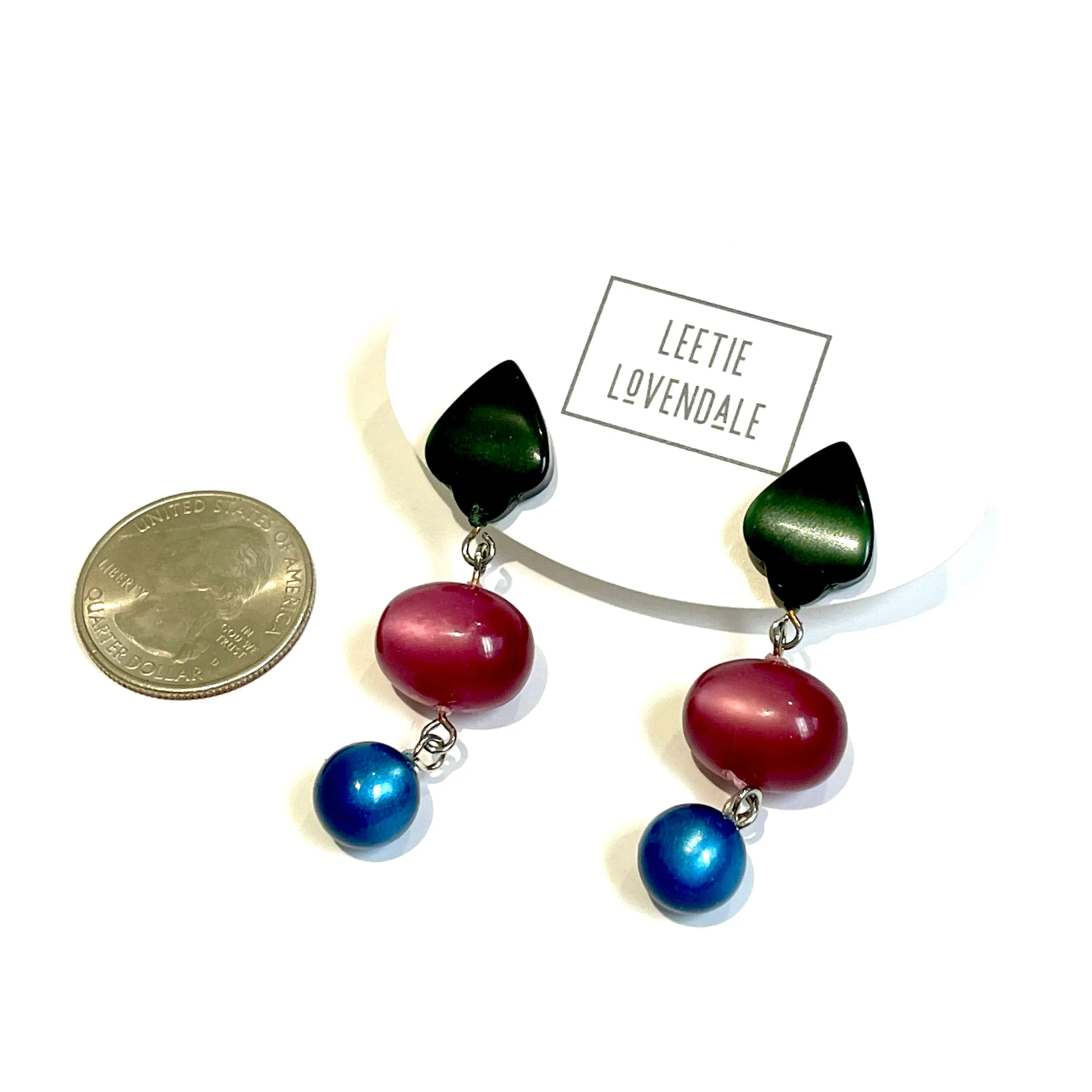 Cranberry Gem Moonglow Statement Earrings