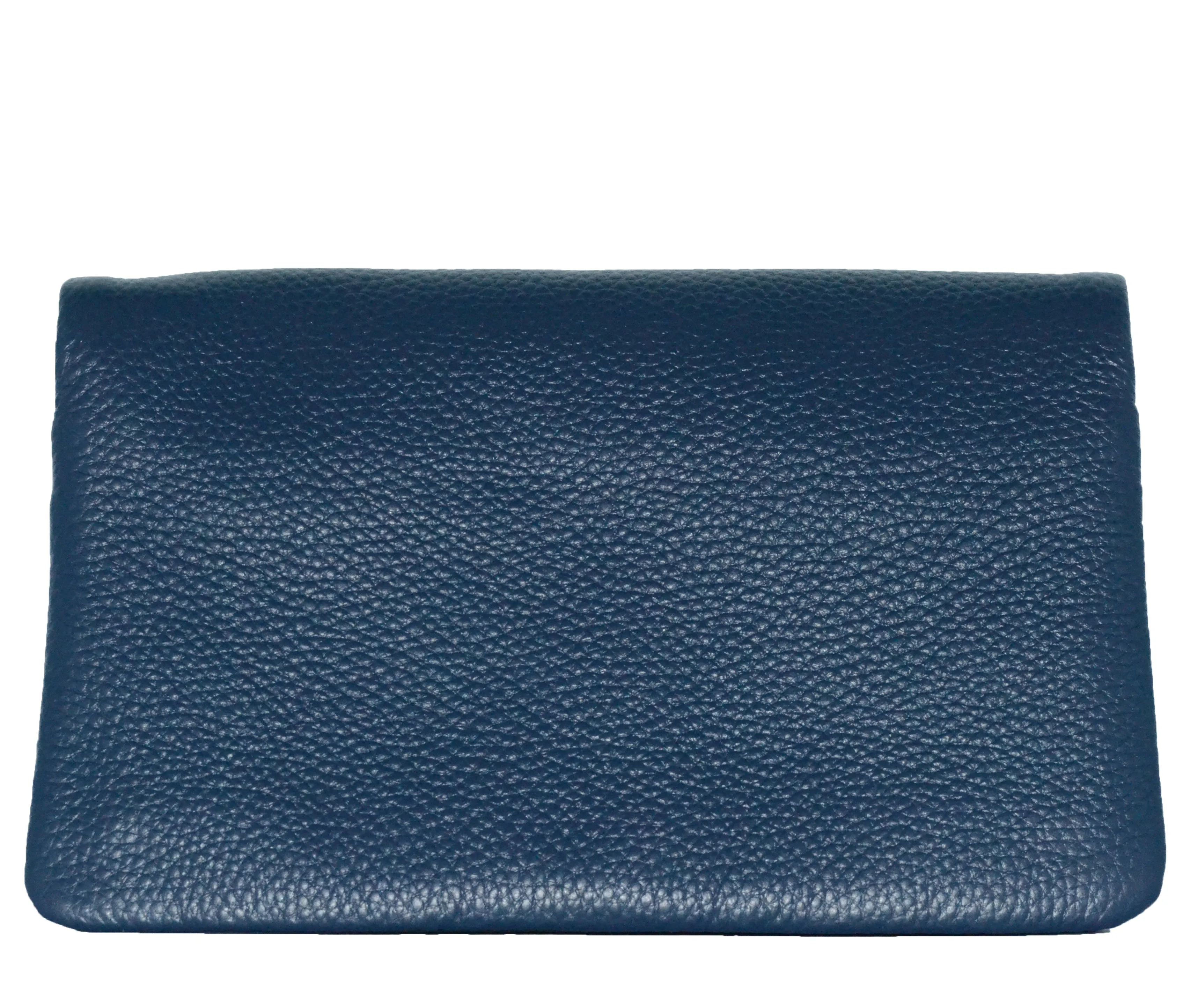 CREMORNE - Ladies Navy Blue Soft Pebbled Leather Fold Wallet Purse