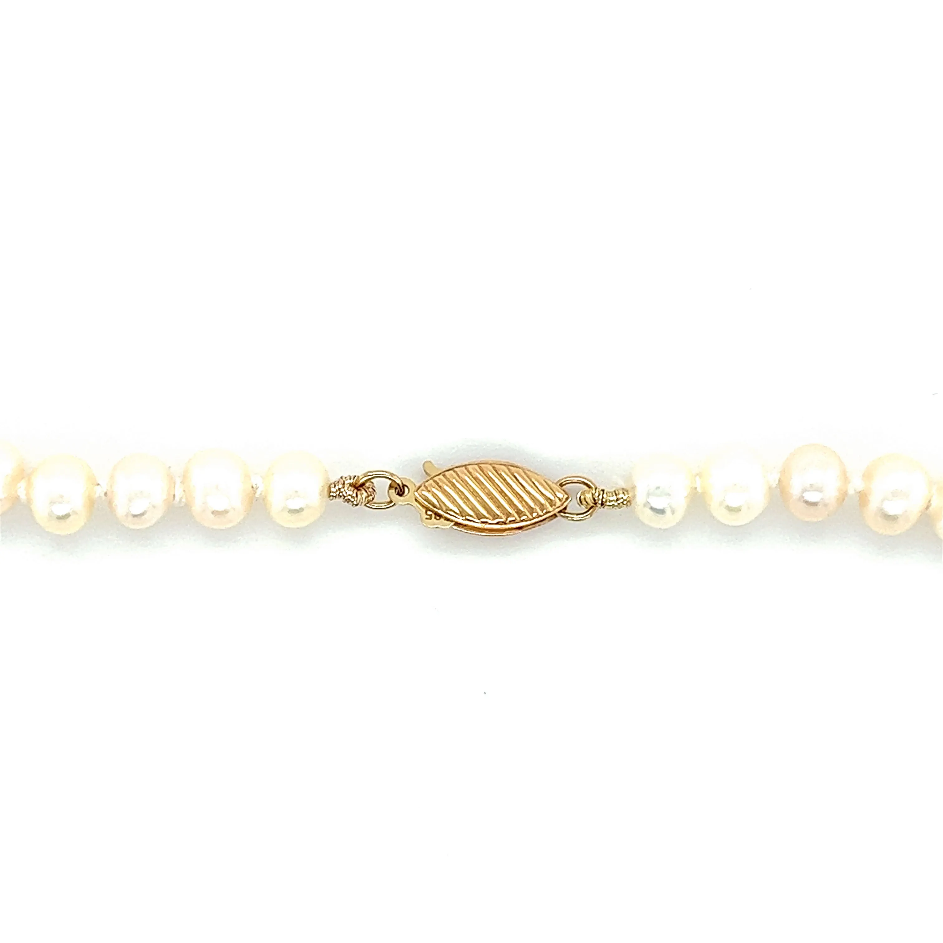 Cultured White Freshwater Pearl Necklace with 14K Yellow Gold Clasp