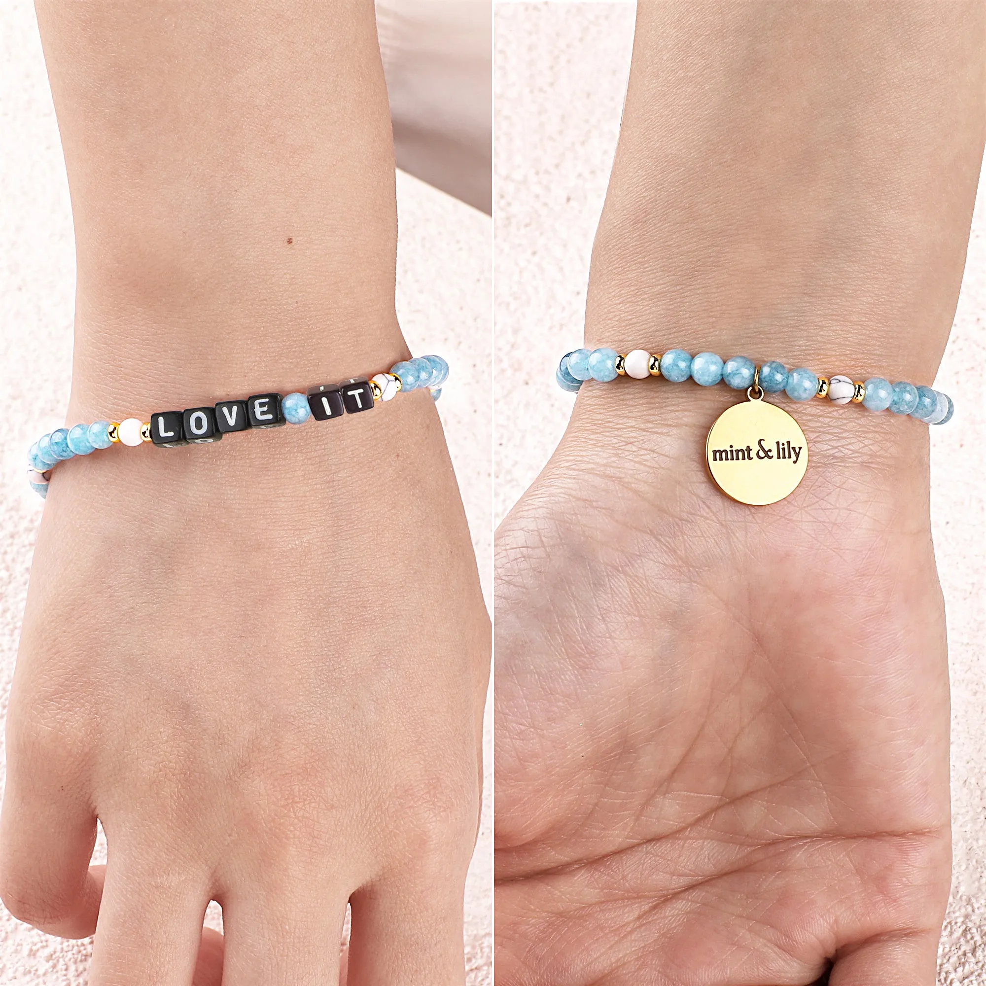 Custom Blue Stone Beaded Friendship Bracelet