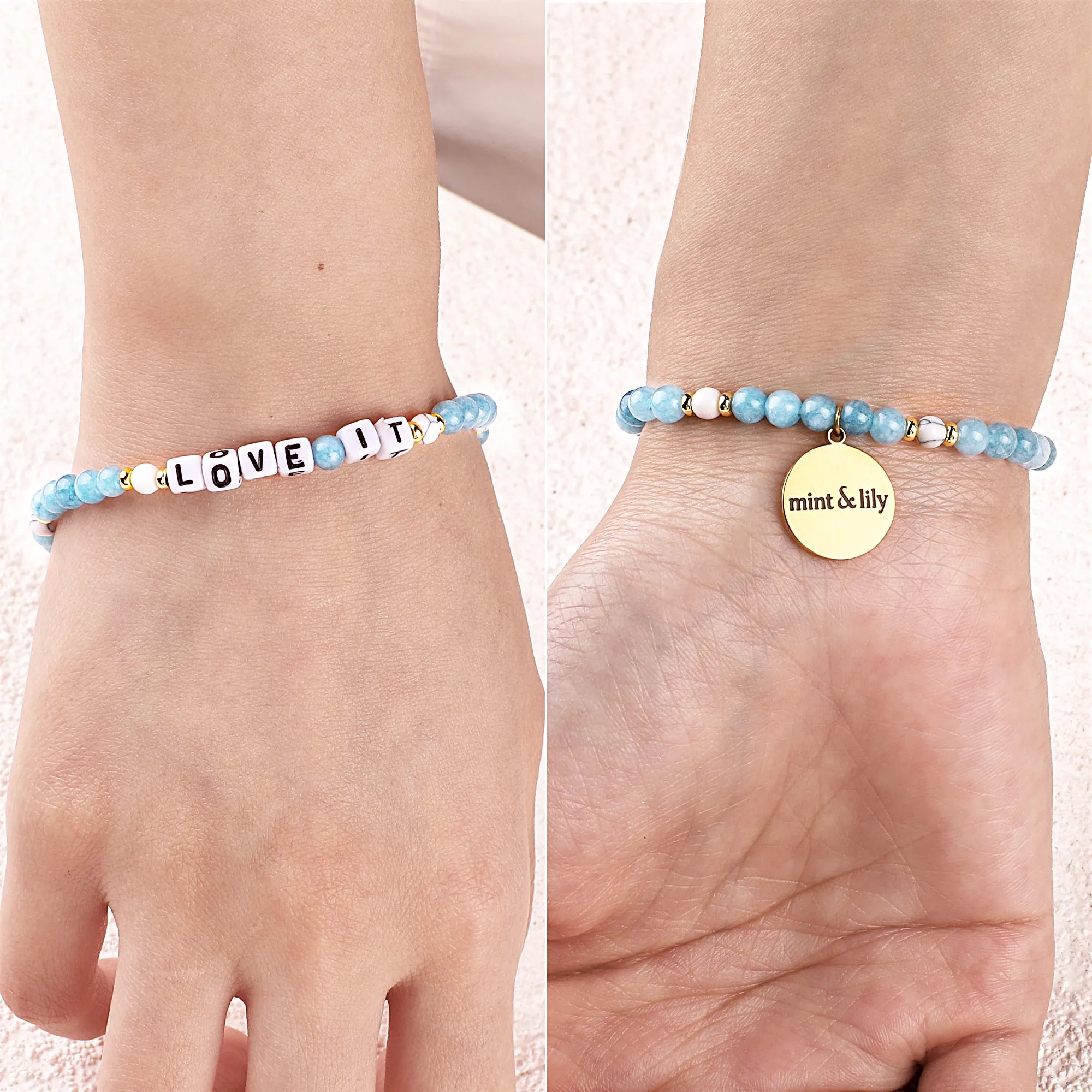 Custom Blue Stone Beaded Friendship Bracelet